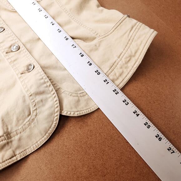 LAL Live A Little Button Front Jacket Women's M Beige Pockets Casual Lightweight - Picture 7 of 10